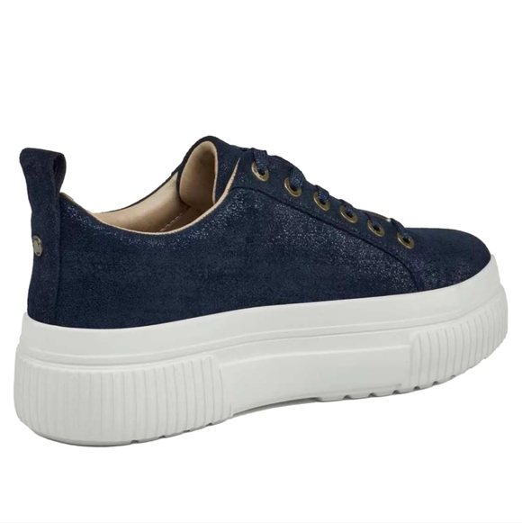 J/SLIDES Navy Glitter Metallic Platform Sneakers Fashion Casual Blue Shoes 9.5 - Picture 7 of 8